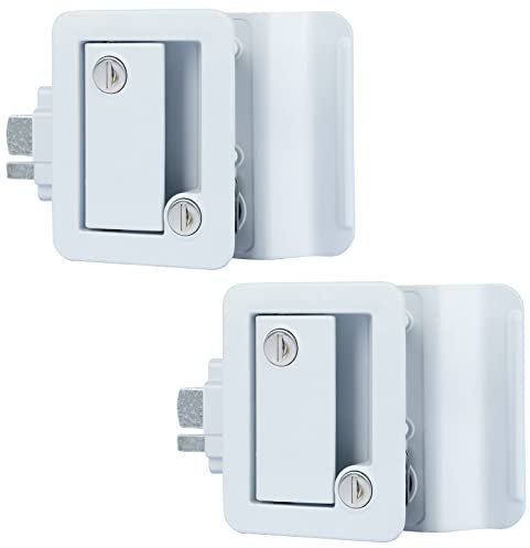 Nstarsmotor Upgraded RV Travel Trailer Entry Door Lock (2 Pack), RV Door Latch with Paddle Deadbolt and Keys, Zinc Alloy Metal Door Latch for Camper Cargo Hauler - White