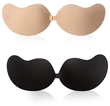 YDMAJF Klebe BH Push Up, 2 Stück Trägerloser BH, Rückenfreier BH, Unsichtbarer BH, Haut Freundlich Selbstklebend BH, Wiederverwendbare Unsichtbar, für Abendkleid Brautkleid Badeanzug und rückenfreie