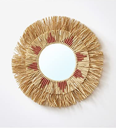 VERTBAUDET Miroir Rond Raphia Beige/Rose TU