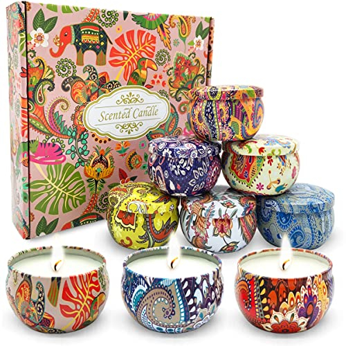 Topsics 9 Stück Duftkerzen Geschenkset, Topsics 2,8 OZ Duftkerze Set für Frauen Natürliches Soja Wachs, Aromatherapie Kerzen Set für Muttertag, Weihnachten, Valentinstag