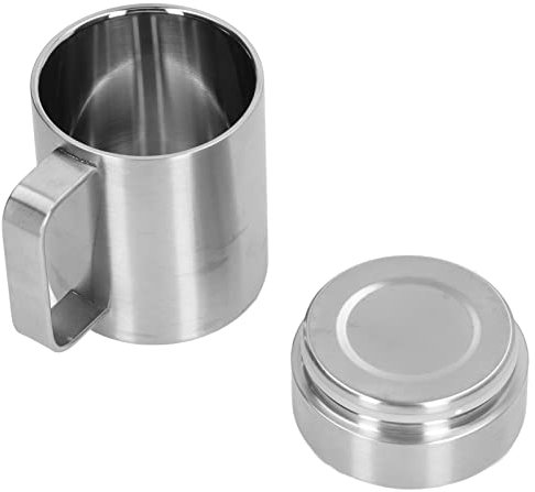 Taza de café con tapa, taza de café de acero inoxidable, taza aislada con asa, taza de café de doble pared, taza de Camping, taza de viaje, taza de cerveza(400ML)