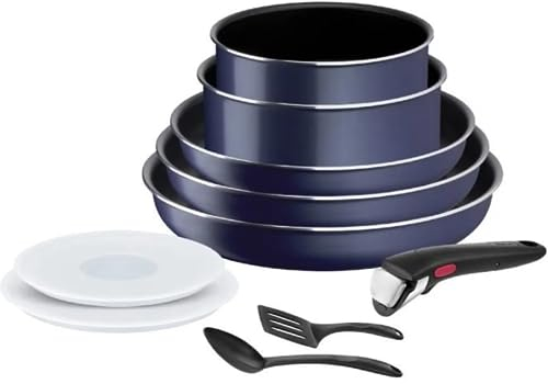 TEFAL L1579102 Ingenio Easy Cook N Clean Batterie de cuisine 10 pieces, anti ashésif, tous feux sauf induction, fabriqué en Fr