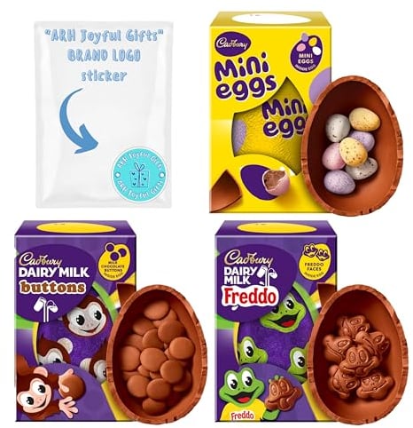 Easter Eggs Chocolate Delight Trio: Dairy Milk Buttons 98g, Mini Eggs 97g & Freddo Egg 96g - Chocolate Egg Collection