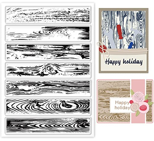 GLOBLELAND Holzmaserung Hintergrund Klare Stempel für Kartenherstellung Dekorative Vintage Baumrinde Transparente Silikon Stempel für DIY Scrapbooking
