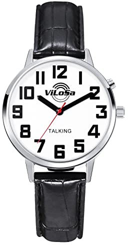 ViLoSa Montre parlante Français - Voix Claire et puissante - Montre parlante de l'heure, de la Date ou de l'heure de l'alarme - pour Personnes âgées, malvoyantes ou aveugles