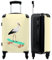 NoBoringSuitcases.com® Koffer groß Trolley Rollkoffer Reisekoffer mit 4 Rollen Fotokoffer - Storch - Weiß - Tiere - Skateboard - Schwarz - 67x43x25cm - 90 Liter