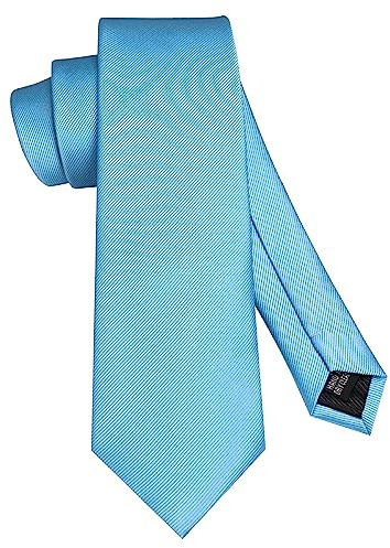 JEMYGINS Schmale Einfarbige Herren krawatte mit einer Vielfalt an Farben - 7cm hellblau