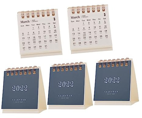 Operitacx 5 Stück 2022 Tischkalender 2022 Tischkalender2021-2022 Kompakter Kalender Decor Kalender Tisch-klappkalender 2021 Kalenderwand 2022 Falten Aufstehen Muschelschale Papier Spiral-