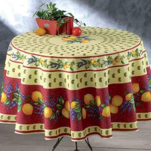 Tischdecke, rund, schmutzabweisend, 180 cm, 100 % Polyester, Limettenrot