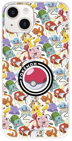 Schutzhülle kompatibel mit iPhone 15, offizielles Pokémon-Muster, Poké-Ball, um Ihr Handy zu schützen. Flexible transparente Silikonhülle mit offizieller Pokémon-Lizenz