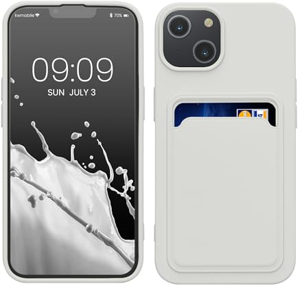 kwmobile Custodia Compatibile con Apple iPhone 14 Cover - Back Case Cellulare con Slot Porta Carte - Morbida in Silicone TPU bianco