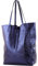 modamoda de T163 Damen Leder Shopper Schultertasche Large mit Innentasche handmade in Italy, Farbe:Blauviolett-Metallic