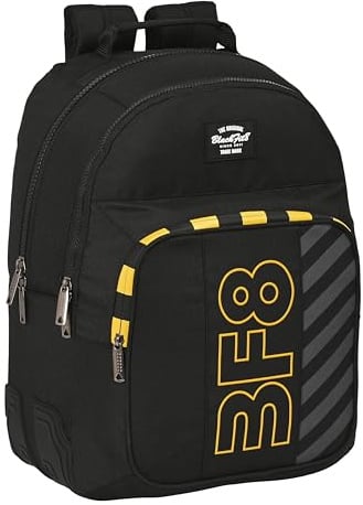 Blackfit8 M773a Doppel-Rucksack, anpassbar, recycelbarer Stoff, ideal für Kinder verschiedener Altersgruppen, bequem und vielseitig, Qualität und Widerstandsfähigkeit, 32 x 15 x 42 cm, Unisex, Kinder