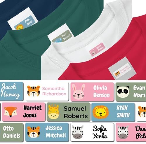 QuoteMyWall 84 Stick On Washable Clothing Labels for School Uniform Clothes | No Iron Personalised Name Sticker Tags Kids, Care Home Customised Peel & Stick Children's Stationery (White)