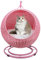 QLXYYFC Hanging Basket Cat Swing Bed,Wicker Cat Bed Indoors & Outdoors, with Removable Cushion & Hanging Ball, for Sleeping, Playing, Climbing, and Lounging (Color : Roze, Size : 43cm X 66cm)