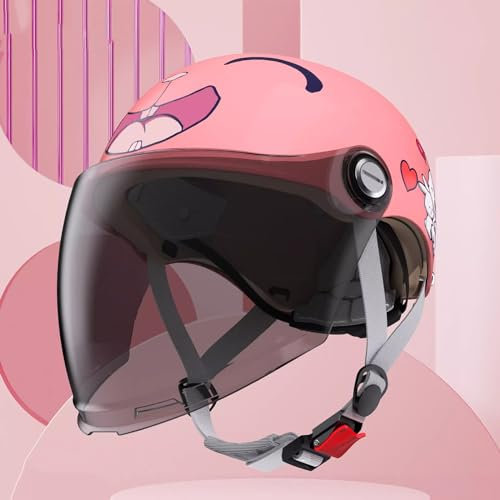 QJWMatic Motorradhelm Für Kinder Halbhelm Für Kinder Elektrofahrrad Skateboard Roller Moped Helm Für Jungen Und Mädchen Im Alter Von 3–16 Jahren C,45-55CM