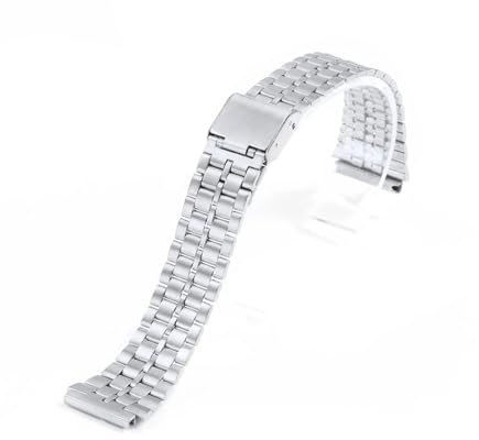 WAHRE Passend for Casio F-91W 18 mm Edelstahl-Armband for SGW400 F91W F84 F105/108/A158W/168 AE1200/1300 Vintage-Stahlarmband(A-Silver)