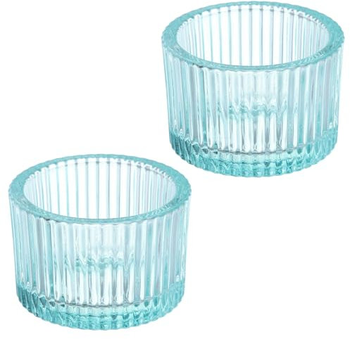 PATIKIL 2 Pcs Tealight Candle Holder, Tea Lights Candle Holder Glass Votive Candle Holders Glass Candle Holders for Table Centerpiece Decor Wedding Dinner Party, Blue