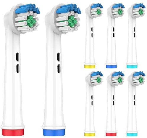 8 Stück Aufsteckbürsten Oral B kompatibel - elektrische Ersatzbürsten für viele Modelle - präziser Zahnbürstenaufsatz mit abgerundeten Borsten - Zahnbürstenköpfe für sanfte Reinigung - Cross Action2