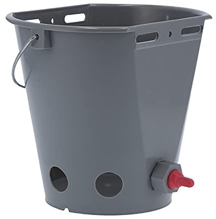 XHTLLO 8L Futtereimer Für Landwirtschaftliche Nutztiere Mit 5 Nippeln, Kunststofffass in Lebensmittelqualität Für Die Milchfütterung, Zusammengebaute Graue Farbe, Leicht zu Tragen(Sheep)