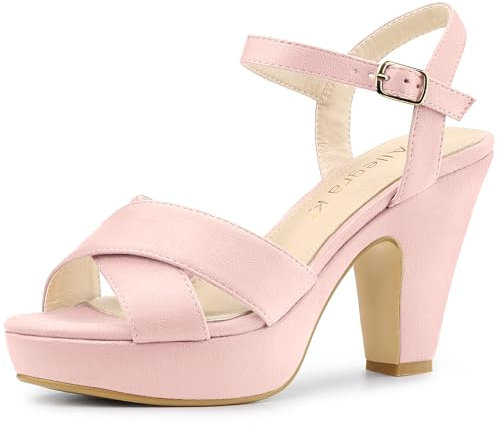 Allegra K Sandali da donna con plateau e tacco grosso, rosa chiaro, 40 EU