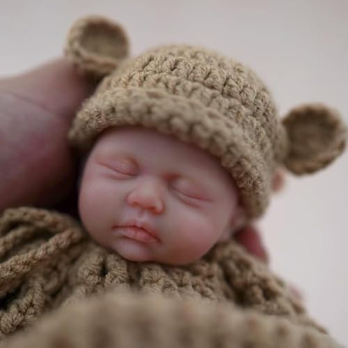 MYREBABY 17,8 cm große Miniatur-Babypuppe, Silikon, Ganzkörper-Baby-Puppe, weiche Haut, realistische Babypuppe, echtes Leben, kleine Babypuppe mit Fütterungszubehör (Jungen)