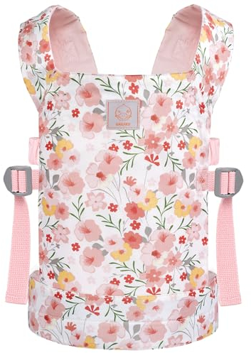 GAGAKU Babytrage Puppe für Kleine Mädchen Kinder Puppentrage Vorder- Rückentrage Puppentragetasche Babypuppentrage Kuscheltierträger Babytrage Puppe - Rose - Mallowenrose