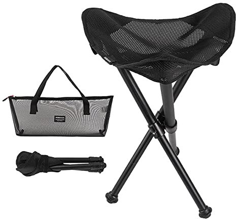 Itkcozcg Zusammenklappbarer tragbarer Hocker, Reise-Stativ, Angeln, Camping-Hocker für Outdoor, Camping, Wandern, Jagd, 3 Beine