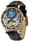 TIME100 Herren Automatikuhr Selbstaufzug Mechanische Uhr Echtes Lederband Skelett Uhren für Männer, Roségold/Schwarz, Skelett