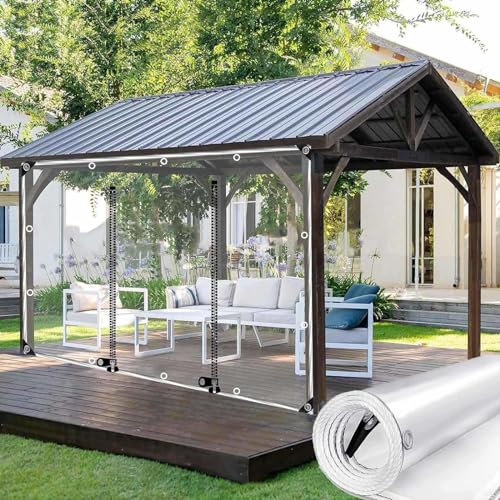 Telone trasparente per esterni, con porta con cerniera, impermeabile, pannelli laterali per gazebo, impermeabile, copertura in PVC per pergola, 1,9 x 1,8 m