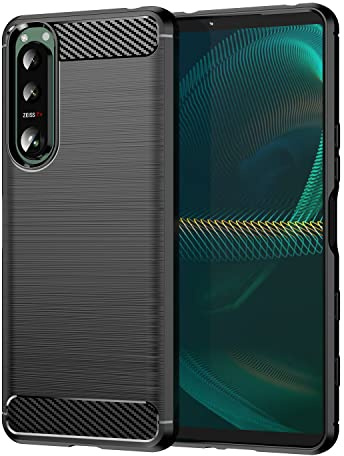 Vavies Schutzhülle für Xperia 5 II Case, für Sony 5II 5G XQ-AS72 Stoßdämpfende Karbonfaser-Hülle mit TPU-Rahmen - Ultradünne Schockfestige Handyhülle für Sony Xperia 5 II Schwarz
