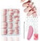 240PCS French Tip False Nails with Glue, Stick on Nails, 12 Sizes Short Press-On Nails Set for Women, Glossy Nail Art, Full-Cover Glue-On Fake Nails for Elegant French Manicure for Salon Home (C)