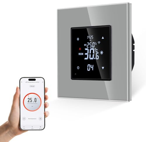 JIMEIDA Smart Thermostat Heizung Grau Bodenheizkammer mit Alexa Echo, Google Assistant Konstante Temperaturkammer für elektrische Heizung und Heizheizungstemperaturregelung