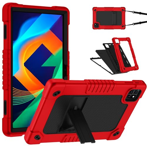 Hoibon for Callsky-Tab Cpad 10 Tablet Case,Shockproof Rugged with Kickstand Shoulder Strap Heavy Duty Hybrid Cover for Callsky-Tab Ctab 10 Tablet/for Callsky-Tab Cpad 10 10.1 inch(Red/Black)