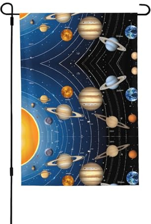 Weltraum-Sonnensystem doppelseitige Gartenflagge 71,1 x 101,6 cm (leicht) – lebendiger Allover-Druck Dekor für Hof, Garten, Deck oder Veranda