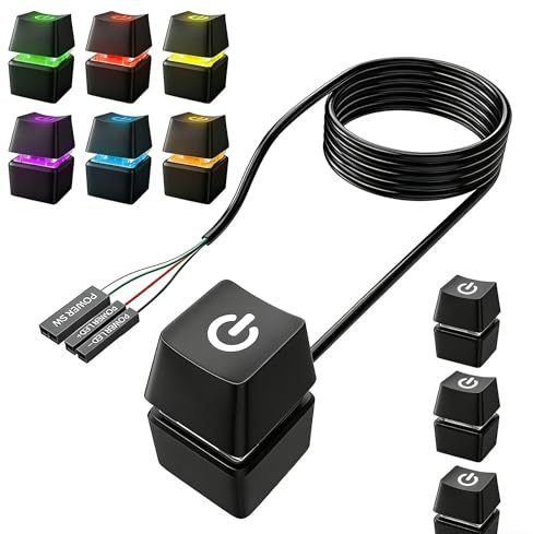 PC Power Button, Netzschalter für Desktop Computers PC, Desktop-Computer, Externer Fernstart Motherboard On Off Switch PC Komponenten Einschalter 2M Verlängerungskabel mit LED Licht