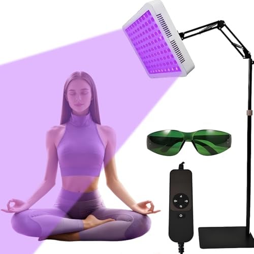 Bräunungslampe, 100LED Solarium für den Heimgebrauch, 395nm Lila Licht Sonnenlampe - Selbstbräunungsgerät für Gesicht und Körper mit 360° drehbarem Kopf & verstellbarem Winkelständer, Timer Helligkeit
