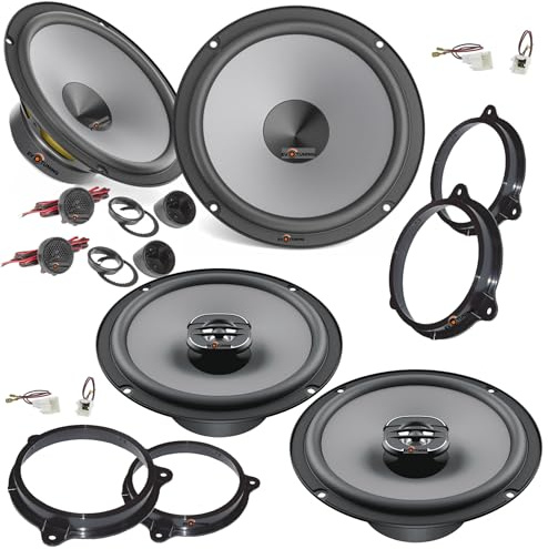 EvoTuning Kit 6 Casse Altoparlanti Anteriori e Posteriori per Nissan Qashqai J10 J11 J12 dal 2006 al 2024, compatibile con Hertz K 165 +X 165 +Set 4 Anelli e Cavi Adattatori