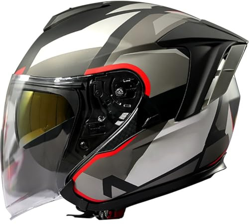 Byroads Jet Casque de Moto certifié ECE 22.06 Casque de Scooter avec Double visière Casques de Jet 3/4 Hommes Femmes Casque de cyclomoteur Respirant