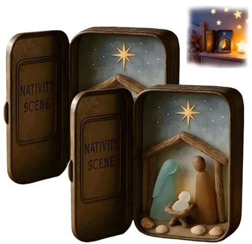 Krippenfiguren Meer, 2er-Pack Mini Weihnachtskrippe, Handgefertigtes Miniatur Weihnachtskrippenset Mit Seeglas Und Treibholz Für Wohnaccessoires Schreibtisch Schlafzimmer Wohnzimmer Büro Schule