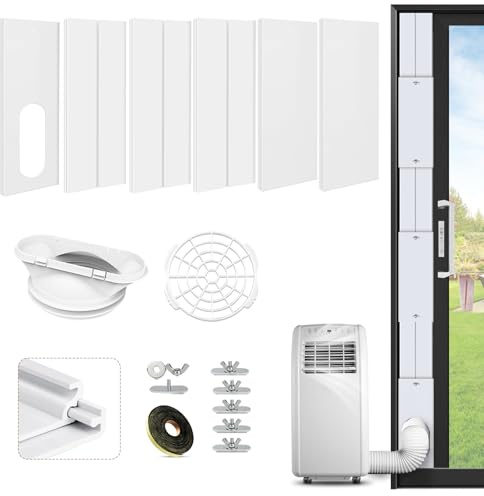 Portable Air Conditioner Window Vent Kit with Universal 2-in-1 Coupler for Exhaust Hose 5.1/5.9 Diameter, Adjustable Length 17-95 Seal Plates Included