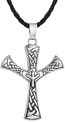 Generisch damen halskette,Vintage Algiz Rune Talisman Leben Rune Amulett Halsketten Anhänger Wikingerrunen Opposition Charm Kreuz Halskette Schmuck