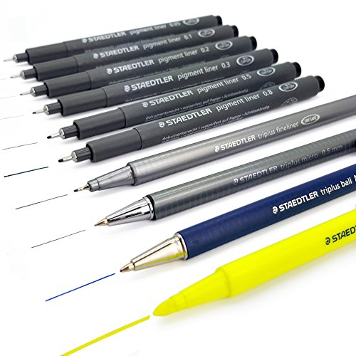 Staedtler Executive Set – Pigmentliner, Etui mit 6 Stück + Triplus Set mit Stift/Bleistift/Textmarker