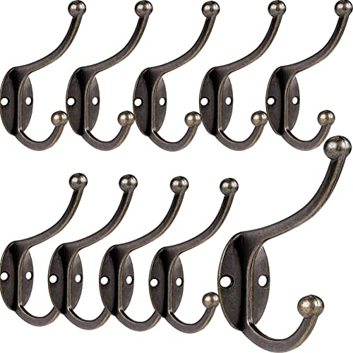 10 Pcs Rétro Crochet Patère Porte Manteau Mural Vintage Crochet de Porte Métal pour Salle de Bain Cuisine Chambre Entrée (Copper)