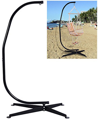 COSTWAY Hamac Support C Forme Support Métallique pour Hamac Charge Maximum de 150KG Noir Chaise hamac Non Incluse