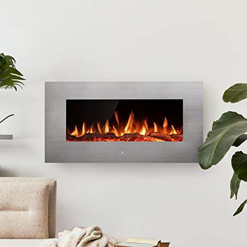 Noble Flame VEGAS 900 Edelstahl - Elektrokamin Wandkamin Kaminofen Kamin - Wandmontage Fernbedienung - verschiedene Breiten