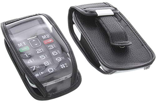 foto-kontor Custodia per Cellulare Compatibile con Brondi Amico Semplice con Finestra e Clip per Cintura Copertura Protettiva Nero