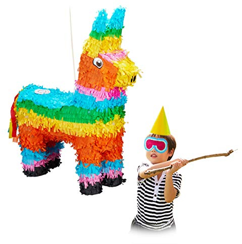 Relaxdays 10026371 Pinata Lama, zum Aufhängen, für Kinder, Mädchen & Jungs, Geburtstag, zum selbst Befüllen, Esel Piñata, bunt, 1 Item
