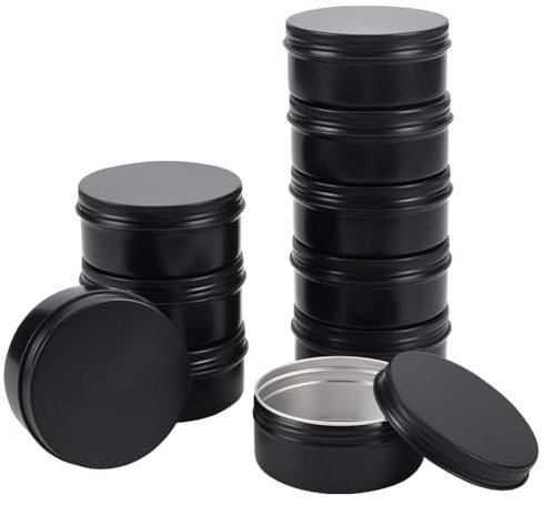 BENECREAT Blechdosen mit Schraubverschluss, rund, Aluminium 5 OZ 142 ml (Schwarz)