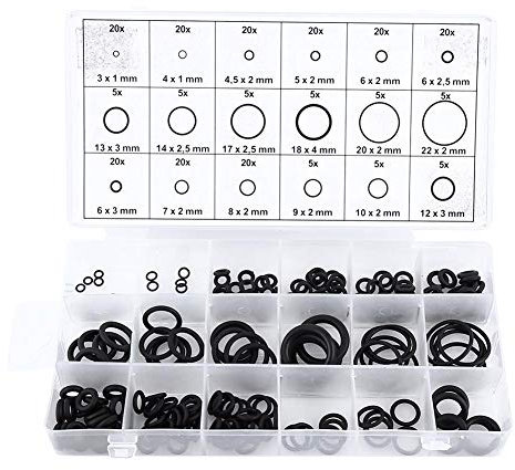 Vikye Sortiment, 225 Stück Gummi O-Ringe Dichtungen für Sanitär, Auto & Kfz, Schwarz, 18 mm, 1 x 225